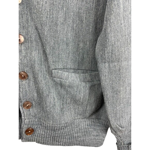 John Wannamaker Gray Cardigan Boyfriend Gray Sweater Pink Button Bishop Sleeve L - Picture 4 of 11